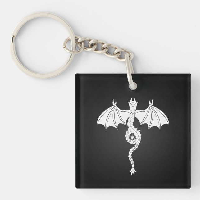 White Serpent Dragon Key Ring (Front)