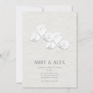 White Shamrock Wedding Invitation
