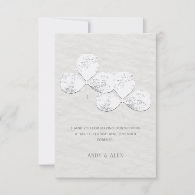 White Shamrock Wedding Thank You Card (Front)
