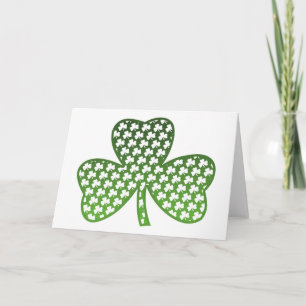 White Shamrocks in Green Shamrock Greeting Card