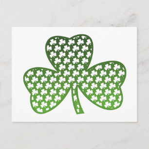 White Shamrocks in Green Shamrock Postcard
