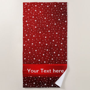 white shamrocks in red Beach Towel