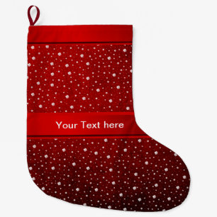 white shamrocks in red large christmas stocking