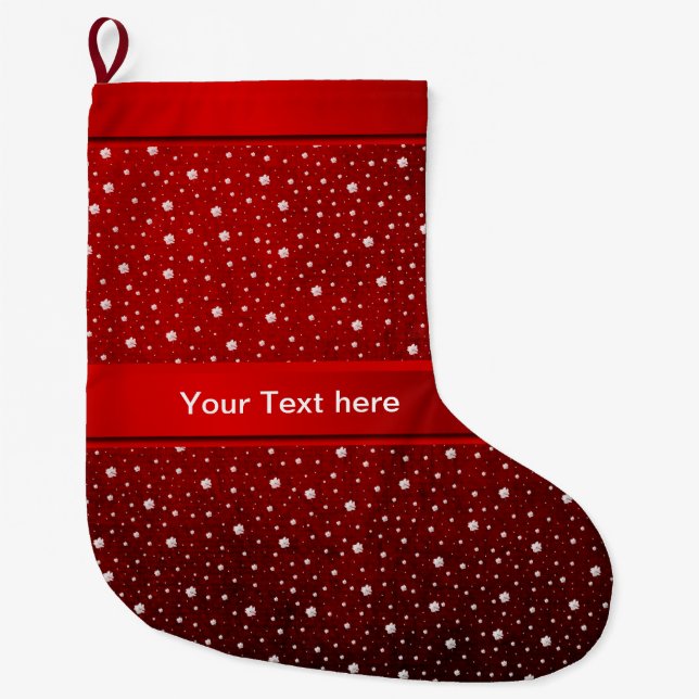 white shamrocks in red large christmas stocking (Front)