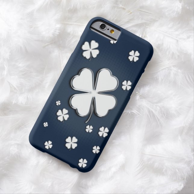 White shamrocks on blue backgrounds Case-Mate iPhone case (In Situ)