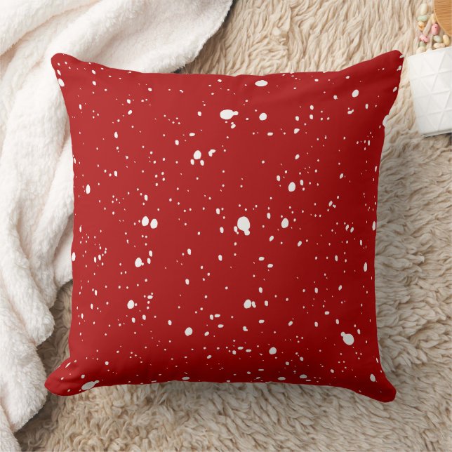 White Shapes Paint stain Pattern on Red Background Cushion (Blanket)