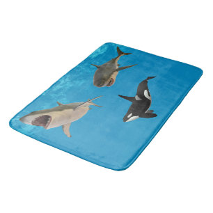 White shark-killer whale bath mat