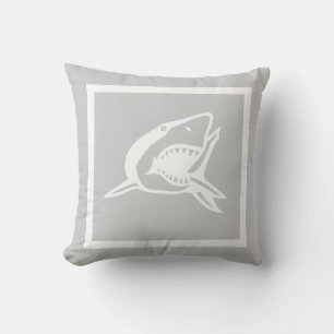 white  shark on grey pillow