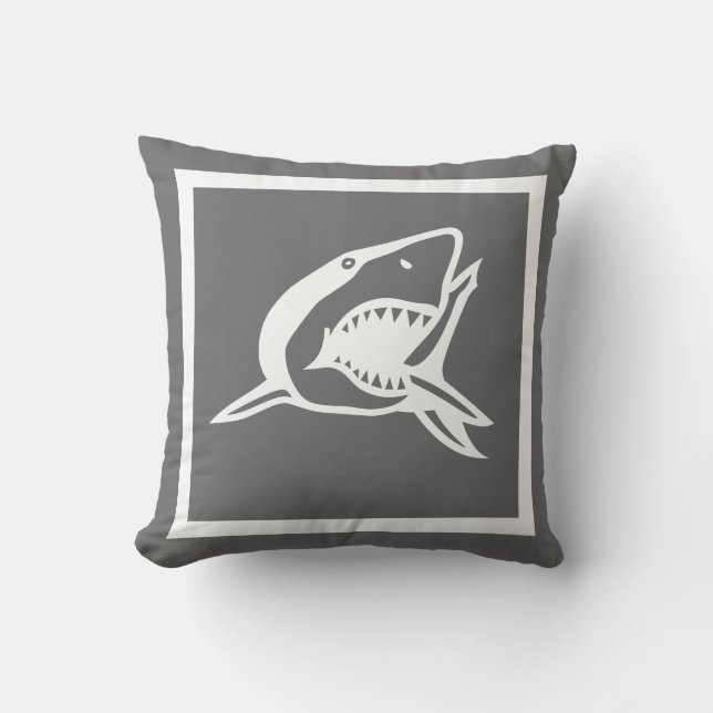white  shark on grey pillow (Front)