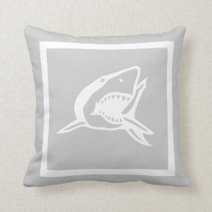 white  shark on grey pillow