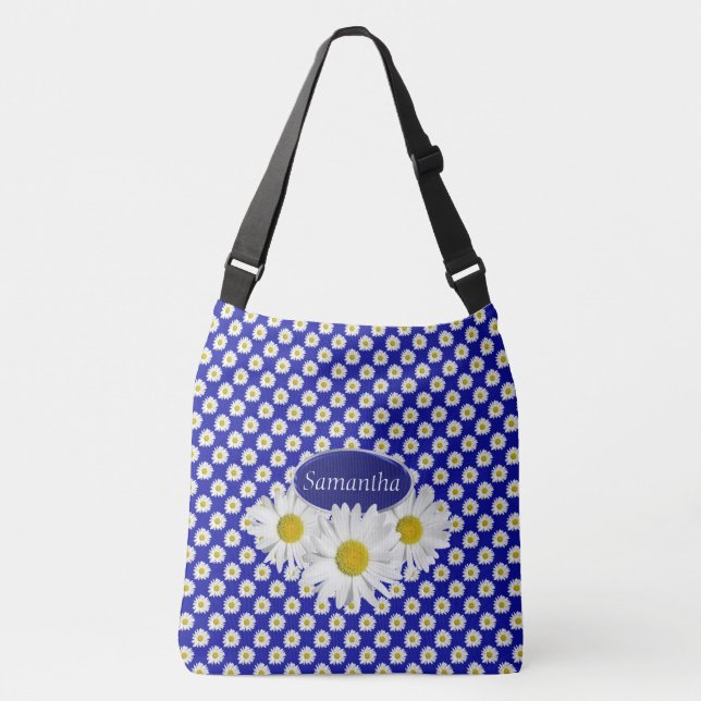 White Shasta Daisies Custom Crossbody Bag (Front)