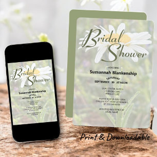 White Shasta Daisy Photo Bridal Shower Invitation
