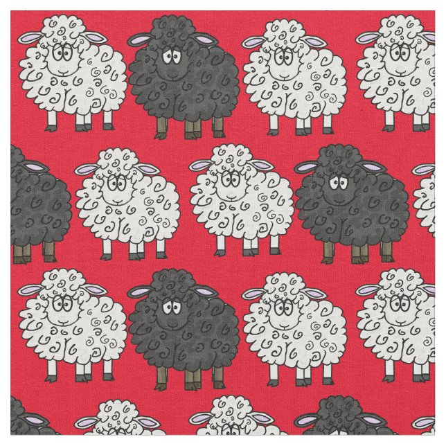 White Sheep, Black Sheep Fabric (Close Up)