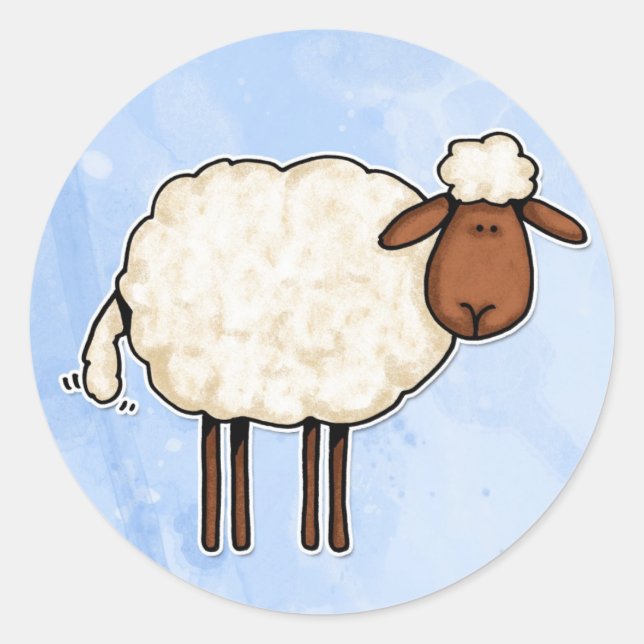 white sheep classic round sticker (Front)