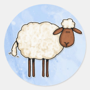 white sheep classic round sticker