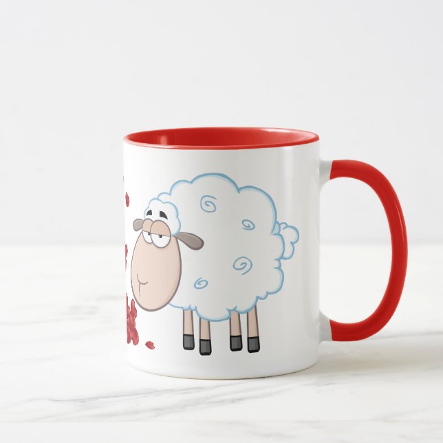 WHITE SHEEP COUPLE IN LOVE MUG (Right)