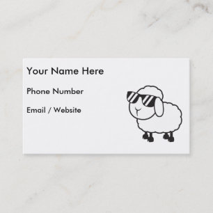 White Sheep in Sunglasses Cartoon Business Card