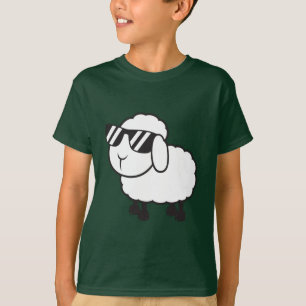White Sheep in Sunglasses Cartoon T-Shirt