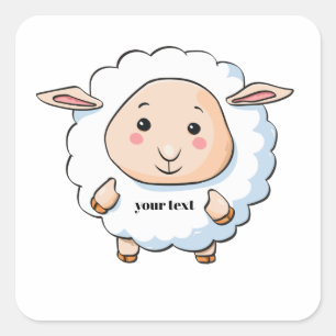 White sheep square sticker