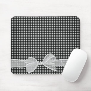 White Sheer Bow On Gingham Mouse Pad