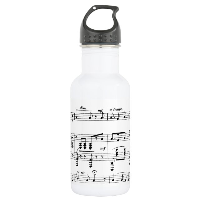 White Sheet Music 532 Ml Water Bottle (Front)