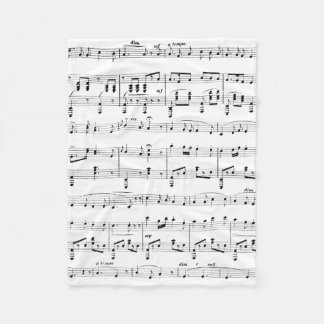 White Sheet Music Fleece Blanket