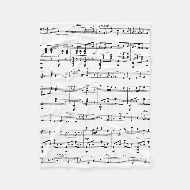 White Sheet Music Fleece Blanket (Front)