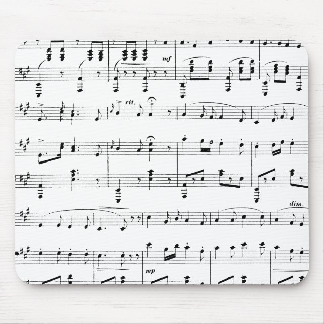 White Sheet Music Mouse Mat (Front)