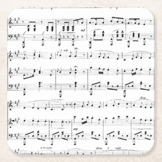 White Sheet Music Square Paper Coaster