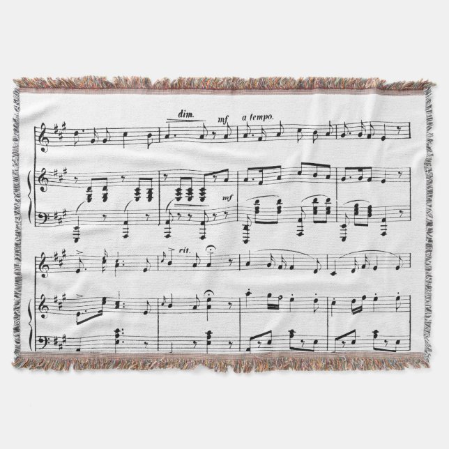 White Sheet Music Throw Blanket (Front)