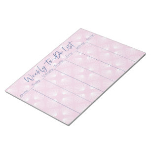 White Shells on Light Pink Weekly To-Do List Notepad