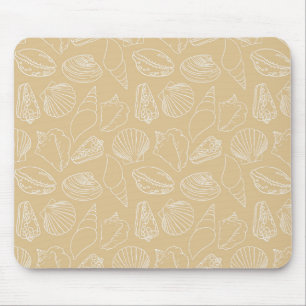 White Shells on Sandy Beige Mouse Mat