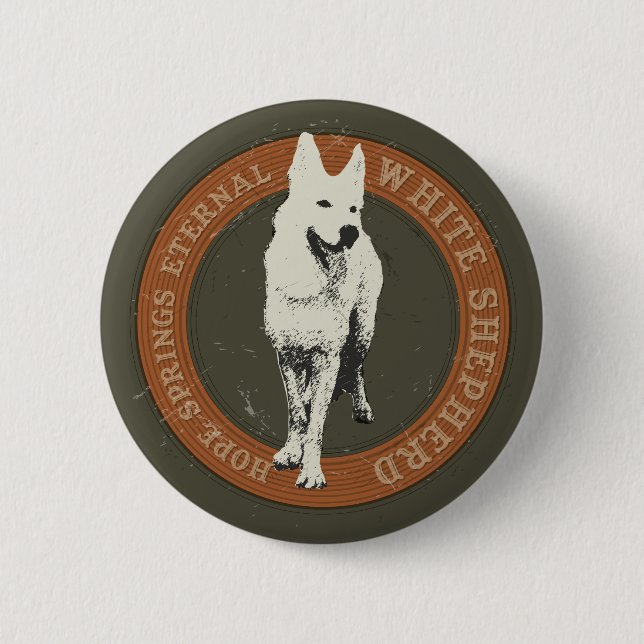 White Shepherd 6 Cm Round Badge (Front)