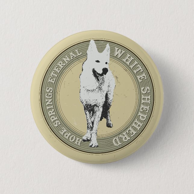 White Shepherd 6 Cm Round Badge (Front)