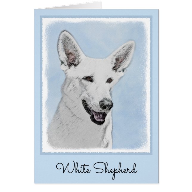 White Shepherd Painting - Cute Original Dog Art (Front)