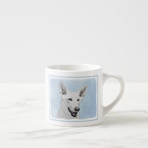 White Shepherd Painting - Cute Original Dog Art Espresso Cup