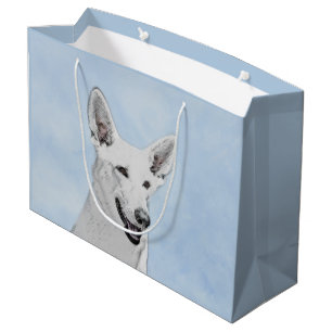 White Shepherd Painting - Cute Original Dog Art Large Gift Bag