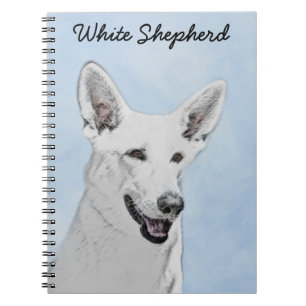 White Shepherd Painting - Cute Original Dog Art Notebook