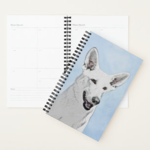 White Shepherd Painting - Cute Original Dog Art Planner