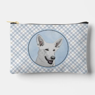 White Shepherd Painting Cute Original Pet Dog Art Accessory Pouch