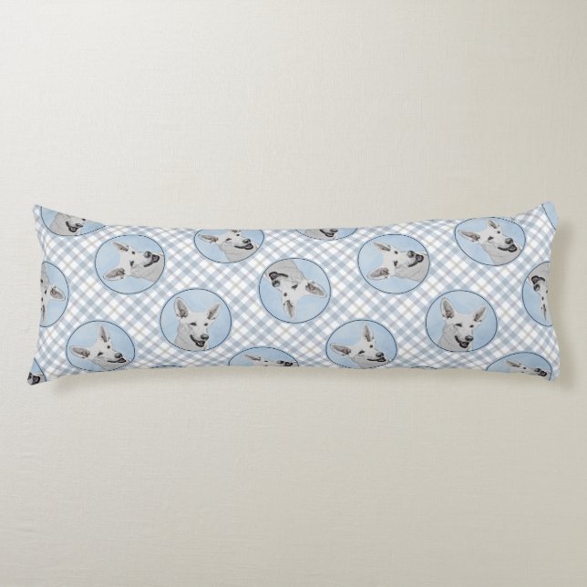 White Shepherd Painting Cute Original Pet Dog Art Body Cushion (Front)