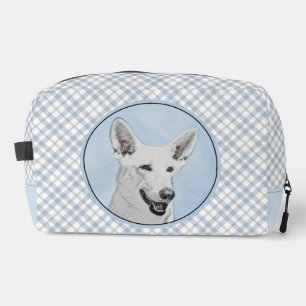 White Shepherd Painting Cute Original Pet Dog Art Dopp Kit