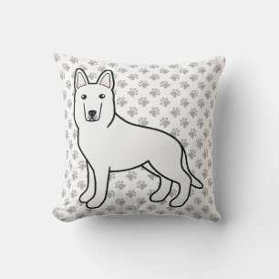White Shepherd / White German Shepherd Dog & Paws Cushion