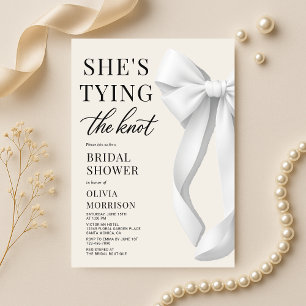 White She's Tying The Knot Elegant Bridal Shower Invitation