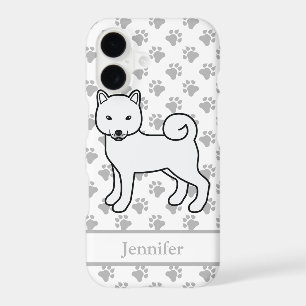 White Shiba Inu Cute Cartoon Dog & Name