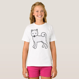 White Shiba Inu Cute Cartoon Dog T-Shirt