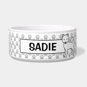 White Shiba Inu Cute Dog With Pet's Name