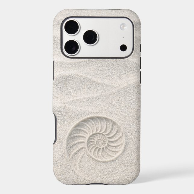 White Shimmer Sand Nautilus Shell Coastal  (Back)