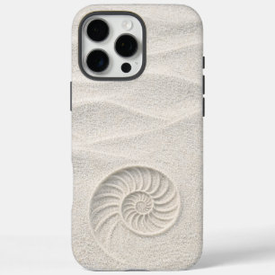 White Shimmer Sand Nautilus Shell Coastal  iPhone 16 Pro Max Case