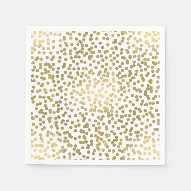 White & Shiny Gold Dots Confetti Elegant Chic Glam Napkin (Front)
